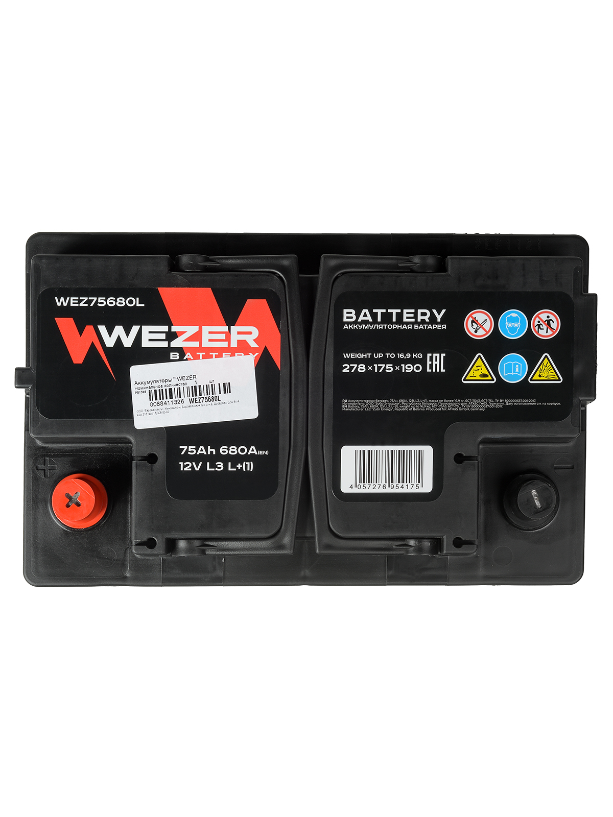 WEZER Batterie 75Ah 680A (L)