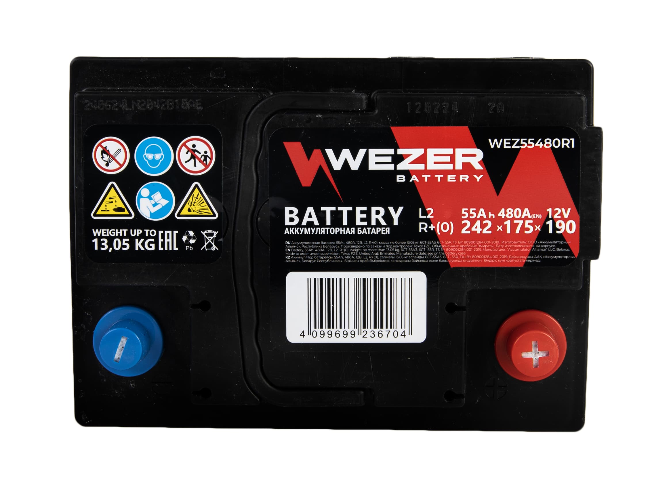 WEZER Batterie 55Ah 480A (R)