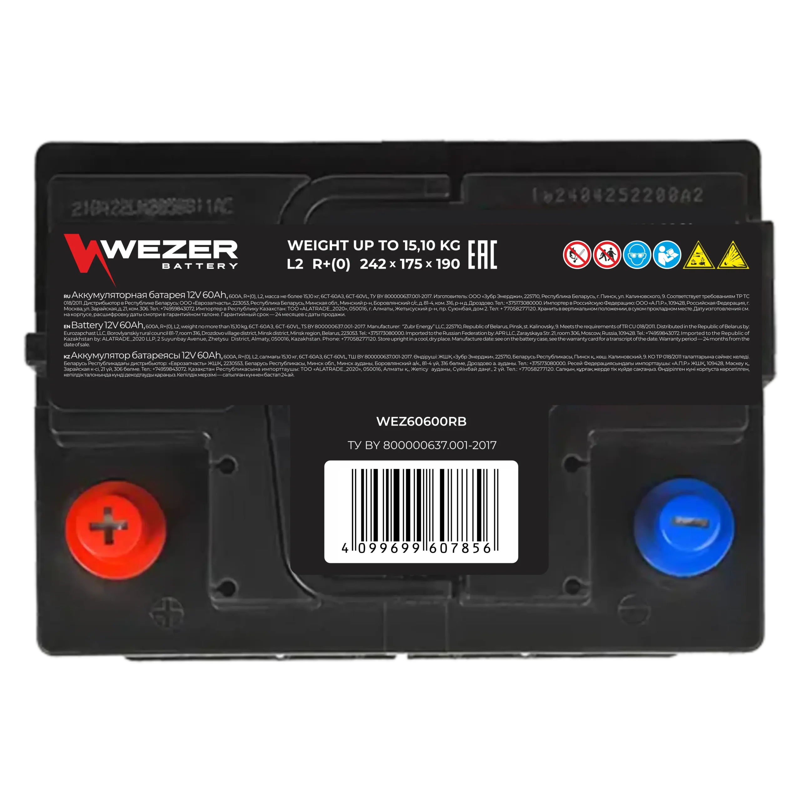 WEZER Batterie 60AH 600A (R)